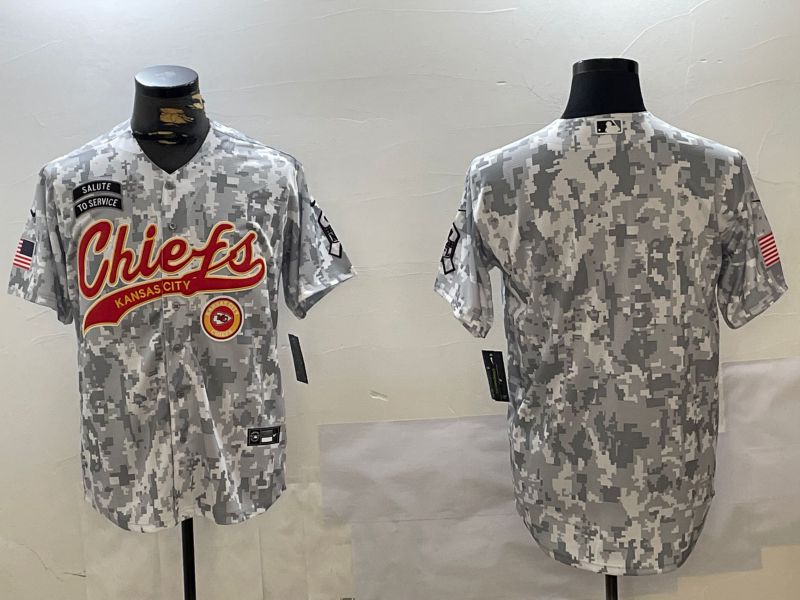 Men Kansas City Chiefs Blank Nike Arctic Camo 2024 Salute to Service Limited NFL Jersey style 2